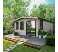 Power Chalet Log Cabin 18'x16' (Doors to Right) 44mm Log Thickness