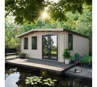 Powersheds Chalet Log Cabin 18'x18' (Doors to Right) 44mm Log Thickness