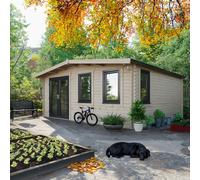 Power Chalet Log Cabin 18'x18' (Doors to Left) 44mm Log Thickness