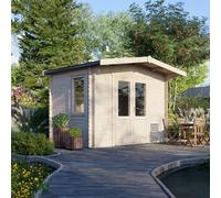 Powersheds Chalet Log Cabin 8' x 12', 28mm Log Thickness, Scandinavian Timber