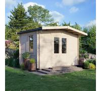 Powersheds Chalet Log Cabin 8' x 14', 28mm Log Thickness, Scandinavian Timber