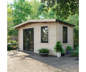 Powersheds Chalet Log Cabin 8' x 14', 44mm Anthracite Gre