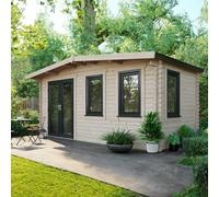 Powersheds Chalet Log Cabin 8ft x 16ft (Doors to Left) 44mm Log Thickness