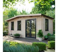 Powersheds Chalet Log Cabin 8' x 18' 44mm Anthracite Grey Timber Burford Style