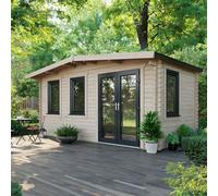 Powersheds Chalet Log Cabin 8ft x 16ft (Doors to Right) 44mm Log Thickness
