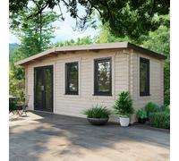 Powersheds Chalet Log Cabin 8ft x 18ft (Doors to Left) 44mm Log Thickness
