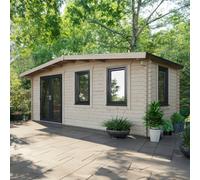 Powersheds Chalet Log Cabin 8'x20' (Doors to Left) 44mm Log Thickness