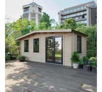 Power 8x20 Chalet Log Cabin, Doors to the Right - 44mm Logs, Brown