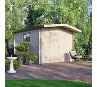 Powersheds Chalet Workshop Log Cabin 12' x 12', 28mm Log Thickness, Scandinavian Timber
