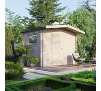 Powersheds Chalet Workshop Log Cabin 8' x 12', 28mm Log Thickness, Scandinavian Timber