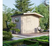 Power 8x12 Chalet Workshop Log Cabin, Doors Central - 28mm Logs