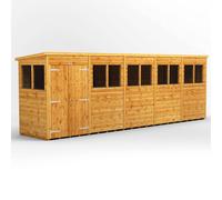 Powersheds Pent Roof Double Door Garden Shed 20ft x 4ft - Golden Brown