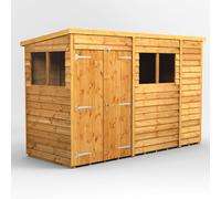 Powersheds Pent Roof Double Door Overlap Garden Shed 10ft x 4ft - Golden Brown