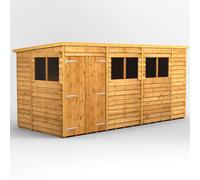 Power Pent Roof Double Door Overlap Garden Shed 14'x6' Golden Brown