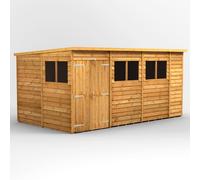 Power 14x8 Overlap Pent Double Door Shed, Brown