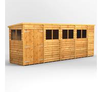 Power Pent Roof Double Door Overlap Garden Shed 18'x4' Golden Brown
