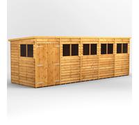 Powersheds Pent Roof Double Door Overlap Garden Shed 20ft x 6ft - Golden Brown