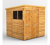 Power Pent Roof Double Door Overlap Garden Shed 6'x6' Golden Brown