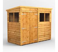 Power Pent Roof Double Door Overlap Garden Shed 8'x4' Golden Brown