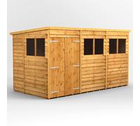Power Pent Roof Double Door Overlap Garden Shed 12'x6' Golden Brown