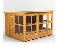 Power Pent Roof Double Door Potting Shed 10'x8' Golden Brown