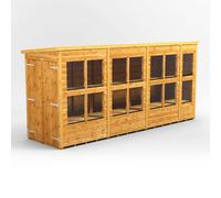 Powersheds Pent Roof Double Door Potting Shed 14ft x 4ft, Golden Brown Scandinavian Timber