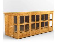 Power Pent 14' x 6' Double Door Potting Shed, Brown