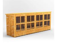 Powersheds Pent Roof Double Door Potting Shed 16ft x 4ft, Golden Brown Scandinavian Timber