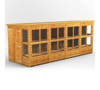 Powersheds Pent Roof Double Door Potting Shed 16ft x 6ft - Golden Brown