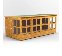 Power Pent Roof Double Door Potting Shed 16'x8' Golden Brown