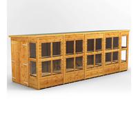 Powersheds Pent 18' x 6' Double Door Potting Shed, Brown
