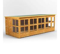 Powersheds Pent Roof Double Door Potting Shed 18ft x 8ft - Golden Brown