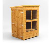 Powersheds Pent Roof Double Door Potting Shed 4ft x 4ft - Golden Brown