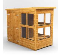 Power Pent Roof Double Door Potting Shed 4'x8' Golden Brown