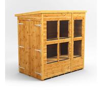 Powersheds Pent Roof Double Door Potting Shed 6ft x 4ft - Golden Brown