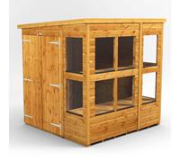 Powersheds Pent Roof Double Door Potting Shed 6ft x 6ft - Golden Brown