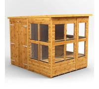 Powersheds Pent Roof Double Door Potting Shed 6ft x 8ft - Golden Brown