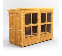 Powersheds Pent Roof Double Door Potting Shed 8ft x 4ft, Golden Brown Scandinavian Timber