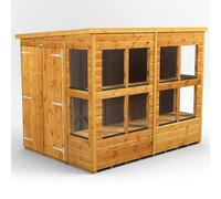 Powersheds Pent Roof Double Door Potting Shed 8ft x 6ft - Golden Brown