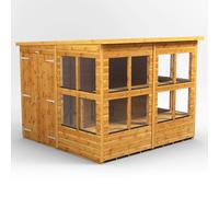 Power Pent Roof Double Door Potting Shed 8'x8' Golden Brown