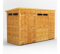 Powersheds Pent 10' x 4' Double Door Security Shed, Brown