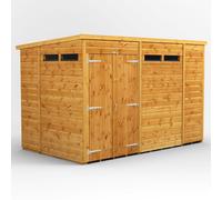 Powersheds Pent Roof Double Door Security Shed 10ft x 6ft - Golden Brown