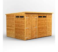 Powersheds Pent Roof Double Door Security Shed 10ft x 8ft - Golden Brown