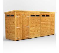 Powersheds Pent Roof Double Door Security Shed 14ft x 4ft - Golden Brown