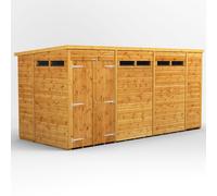 Powersheds Pent 14' x 6' Double Door Security Shed, Brown