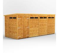 Powersheds Pent Roof Double Door Security Shed 16ft x 6ft - Golden Brown