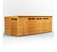 Power 18' x 8' Pent Double Door Security Shed, Brown