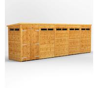 Powersheds Pent Roof Double Door Security Shed, 20ft x 4ft, Golden Brown Timber