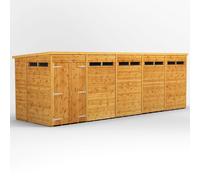 Powersheds Pent Roof Double Door Security Shed, 20ft x 6ft, Golden Brown Timber