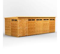 Power 20' x 8' Pent Double Door Security Shed, Brown